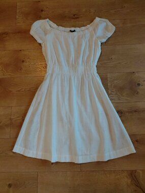 Theory Short Dress Puff Sleeve Elastc Waist White Small Summer Beach Milk Maid